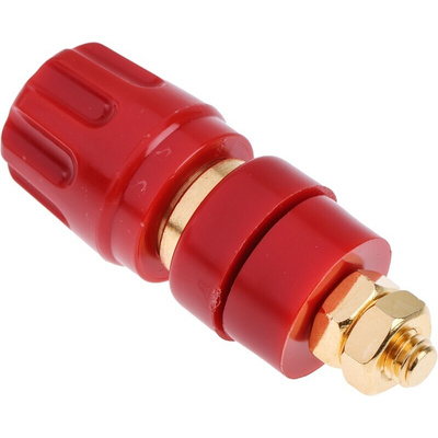 Hirschmann Test & Measurement 35A, Red Binding Post With Brass Contacts and Gold Plated - 8mm Hole Diameter