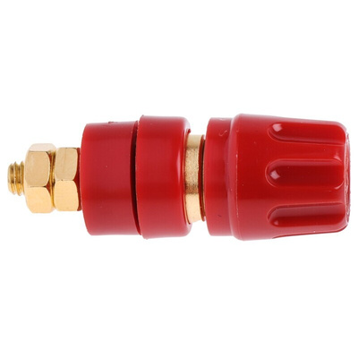 Hirschmann Test & Measurement 35A, Red Binding Post With Brass Contacts and Gold Plated - 8mm Hole Diameter