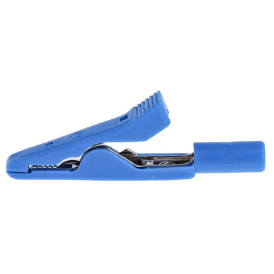 Hirschmann Test & Measurement Crocodile Clip 2 mm Connection, Brass, Bronze Contact, 8A, Blue