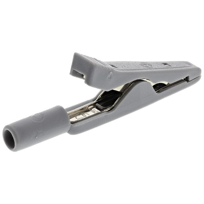 Hirschmann Test & Measurement Crocodile Clip 2 mm Connection, Brass, Bronze Contact, 8A, Grey