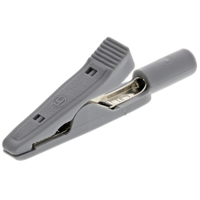 Hirschmann Test & Measurement Crocodile Clip 2 mm Connection, Brass, Bronze Contact, 8A, Grey