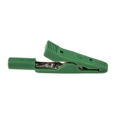 Hirschmann Test & Measurement Crocodile Clip 2 mm Connection, Brass, Bronze Contact, 8A, Green