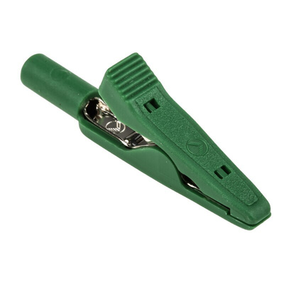 Hirschmann Test & Measurement Crocodile Clip 2 mm Connection, Brass, Bronze Contact, 8A, Green