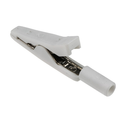 Hirschmann Test & Measurement Crocodile Clip 2 mm Connection, Brass, Bronze Contact, 8A, White
