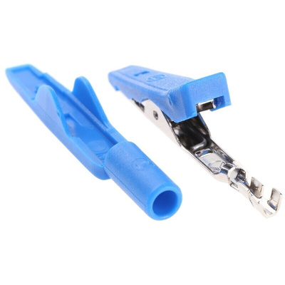 Hirschmann Test & Measurement Crocodile Clip, Brass, Bronze Contact, 8A, Blue