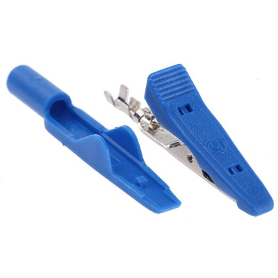 Hirschmann Test & Measurement Crocodile Clip, Brass, Bronze Contact, 8A, Blue