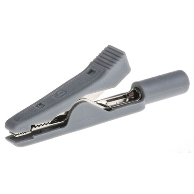 Hirschmann Test & Measurement Crocodile Clip, Brass, Bronze Contact, 8A, Grey