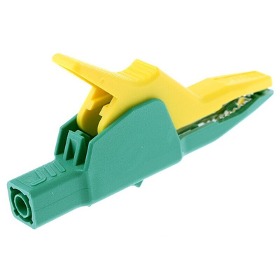 Hirschmann Test & Measurement Crocodile Clip 4 mm Connection, Brass Contact, 32A, Green, Yellow