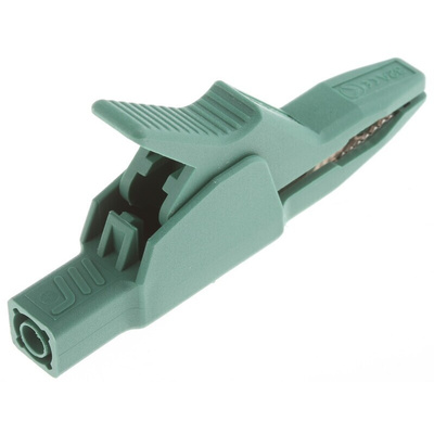 Hirschmann Test & Measurement Crocodile Clip 4 mm Connection, Brass Contact, 32A, Green