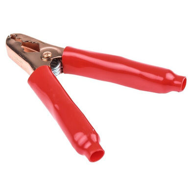 Mueller Electric Crocodile Clip, Copper-Plated Steel Contact, 200A, Red