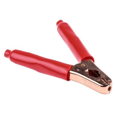 Mueller Electric Crocodile Clip, Copper-Plated Steel Contact, 200A, Red
