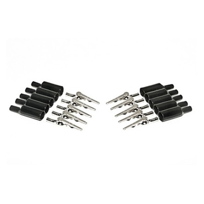 Mueller Electric Crocodile Clip 4 mm Connection, Nickel-Plated Steel Contact, 10A, Black