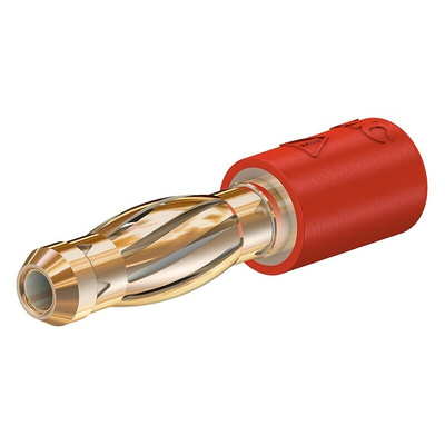 Staubli Red, Male to Female Test Connector Adapter With Brass contacts and Gold Plated - Socket Size: 2mm