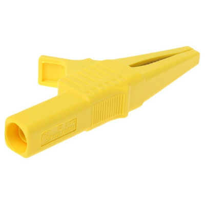 Staubli Crocodile Clip 4 mm Connection, Brass Contact, 32A, Yellow