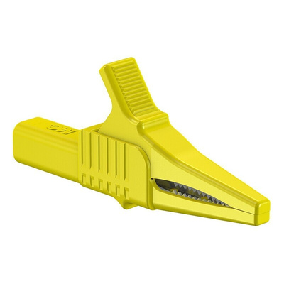 Staubli Crocodile Clip 4 mm Connection, Brass Contact, 32A, Yellow