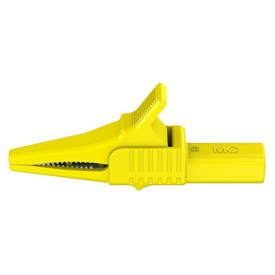 Staubli Crocodile Clip 4 mm Connection, Brass Contact, 32A, Yellow