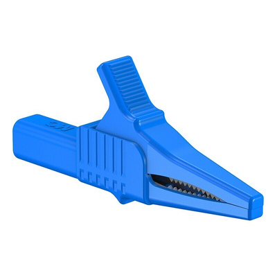 Staubli Crocodile Clip 4 mm Connection, Brass Contact, 32A, Blue