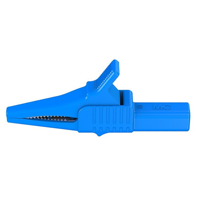 Staubli Crocodile Clip 4 mm Connection, Brass Contact, 32A, Blue