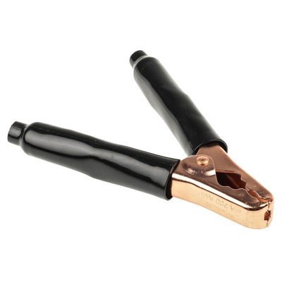 Mueller Electric Crocodile Clip, Copper-Plated Steel Contact, 200A, Black, Red
