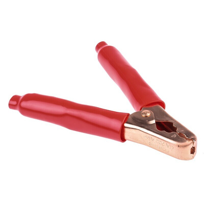 Mueller Electric Crocodile Clip, Copper-Plated Steel Contact, 200A, Black, Red