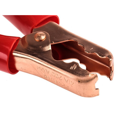 Mueller Electric Crocodile Clip, Copper-Plated Steel Contact, 200A, Black, Red