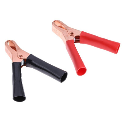 Mueller Electric Crocodile Clip, Copper-Plated Steel Contact, 50A, Black, Red