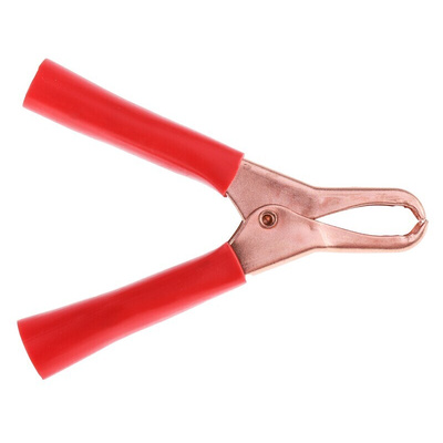 Mueller Electric Crocodile Clip, Copper-Plated Steel Contact, 50A, Black, Red