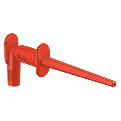 Staubli Red Grabber Clip with Pincers, 1A, 300V, 2mm Socket