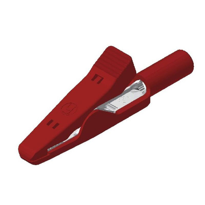 Hirschmann Test & Measurement Alligator Clip 2 mm Connection, Stainless Steel Contact, 6A, Red