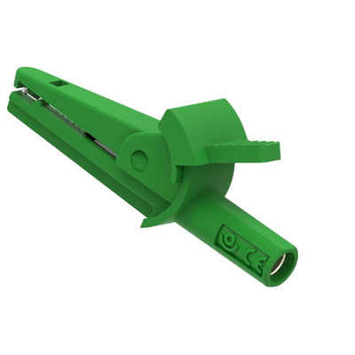 Electro PJP Alligator Clip, Nickel Plated Brass Contact, 10A, Green