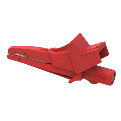 Electro PJP Alligator Clip, Nickel-Plated Steel Contact, 20A, Red