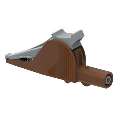 Electro PJP Alligator Clip, Nickel-Plated Steel Contact, 36A, Brown
