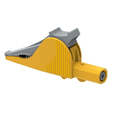 Electro PJP Alligator Clip, Nickel-Plated Steel Contact, 36A, Yellow