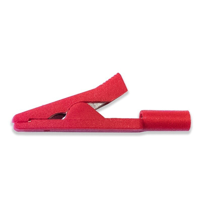 Mueller Electric Crocodile Clip Crocodile Clip Connection, Nickel-Plated Steel Contact, 10A, Red
