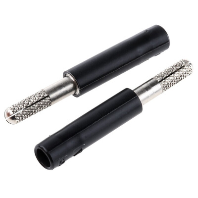 Staubli Black, Male to Female Test Connector Adapter With Brass contacts and Nickel Plated - Socket Size: 4mm