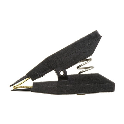 Mueller Electric Black Kelvin Clip, 10A, 7.9mm Jaw Opening, Gold Plating
