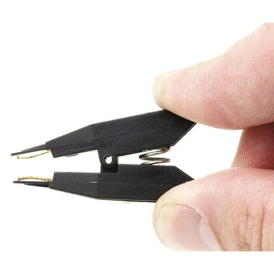 Mueller Electric Black Kelvin Clip, 10A, 7.9mm Jaw Opening, Gold Plating