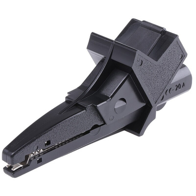 Schutzinger Crocodile Clip 4 mm Connection, Nickel-Plated Contact, 20A, Black