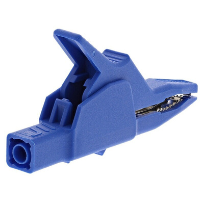 Hirschmann Test & Measurement Crocodile Clip 4 mm Connection, Brass Contact, 32A, Blue