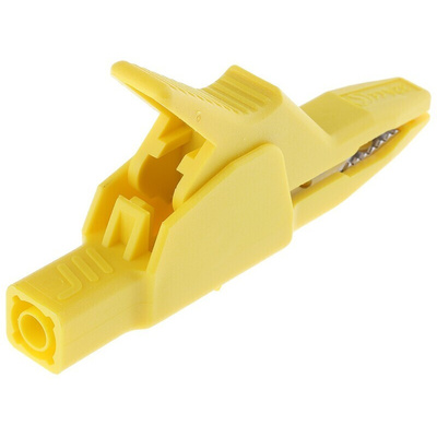 Hirschmann Test & Measurement Crocodile Clip 4 mm Connection, Brass Contact, 32A, Yellow