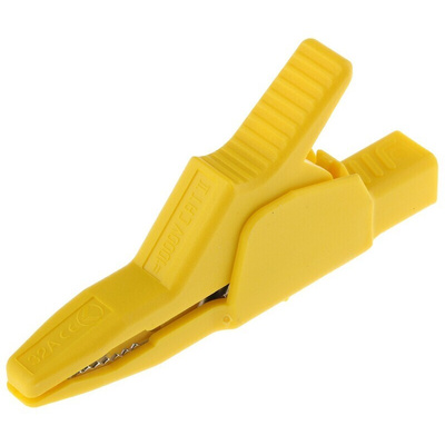 Hirschmann Test & Measurement Crocodile Clip 4 mm Connection, Brass Contact, 32A, Yellow
