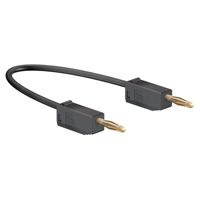 Staubli 2 mm Connector Test Lead, 10A, 30 V ac, 60V dc, Black, 300mm Lead Length