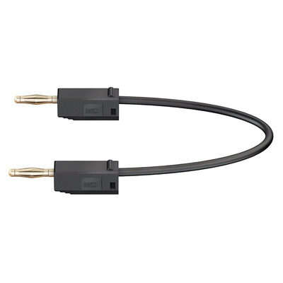 Staubli 2 mm Connector Test Lead, 10A, 30 V ac, 60V dc, Black, 300mm Lead Length