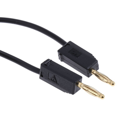 Staubli 2 mm Connector Test Lead, 10A, 30 V ac, 60V dc, Black, 300mm Lead Length
