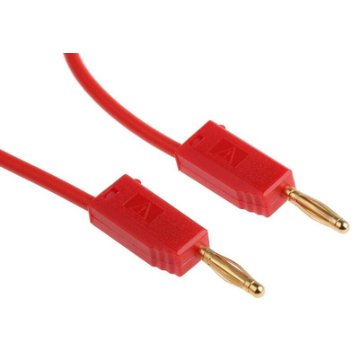 Staubli 2 mm Connector Test Lead, 10A, 30 V ac, 60V dc, Red, 500mm Lead Length