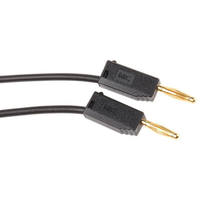 Staubli 2 mm Connector Test Lead, 10A, 30 V ac, 60V dc, Black, 500mm Lead Length