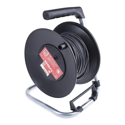 RS PRO Black Test Lead Extension Reel, 50m Cable Length, CAT II 1000 V safety category