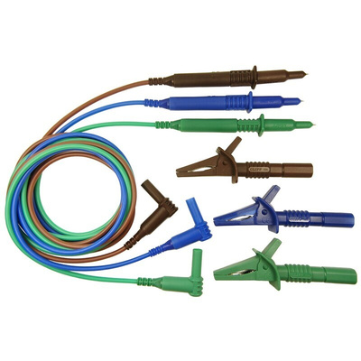 RS PRO Test Lead & Connector Kit With 1 Black Lead Assembly, 1 Blue CAT III Probe Adapter, 1 Blue Extended Push-Fit