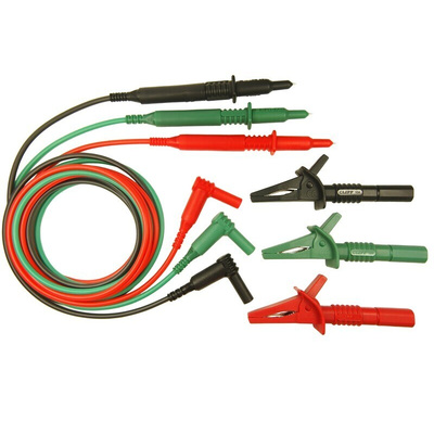 RS PRO Test Lead & Connector Kit With 1 Black CAT III Probe Adapter, 1 Black Extended Push-Fit Crocodile Clip, 1 Black