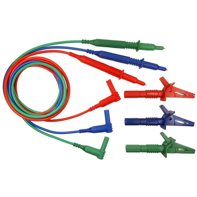 RS PRO Test Lead & Connector Kit With 1 Blue CAT III Probe Adapter, 1 Blue Extended Push-Fit Crocodile Clip, 1 Blue